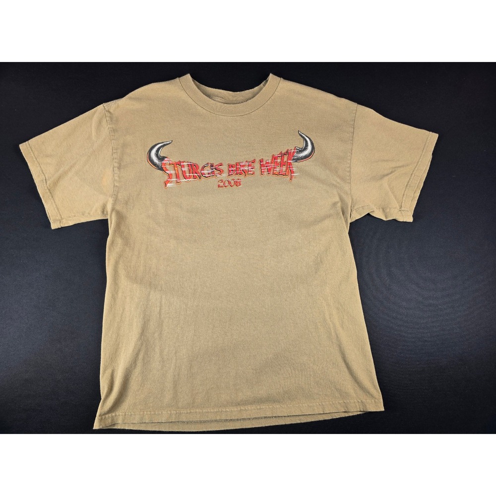 Vintage Sturgis Bike Week 2008 T-Shirt Tan Tennessee River Mens Large Graphic